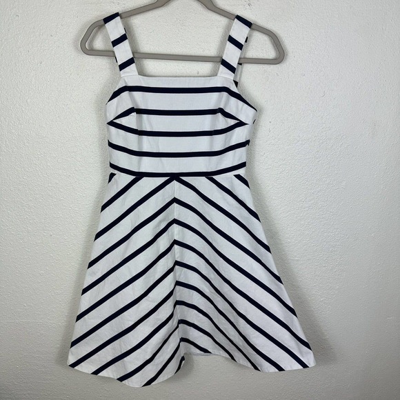 Draper James Womens White and Navy A Line Stripe Pinup Nautical Dress Size 2 - Picture 1 of 8